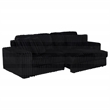 Pemberly Row Channel Tufted Fabric Dual Power Chaise Sofa in Black