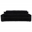Pemberly Row Channel Tufted Fabric Dual Power Chaise Sofa in Black