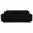 Pemberly Row Channel Tufted Fabric Dual Power Chaise Sofa in Black