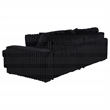 Pemberly Row Channel Tufted Fabric Dual Power Chaise Sofa in Black