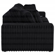 Pemberly Row Channel Tufted Fabric Dual Power Chaise Sofa in Black