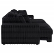 Pemberly Row Channel Tufted Fabric Dual Power Chaise Sofa in Black