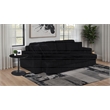 Pemberly Row Channel Tufted Fabric Dual Power Chaise Sofa in Black