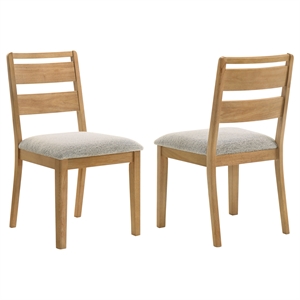 Pemberly Row 19&quot Wood Ladder Back Dining Side Chair in Oak/Oatmeal