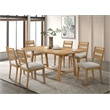 Pemberly Row 7-Piece Transitional Wood Dining Table Set in Washed Oak Brown