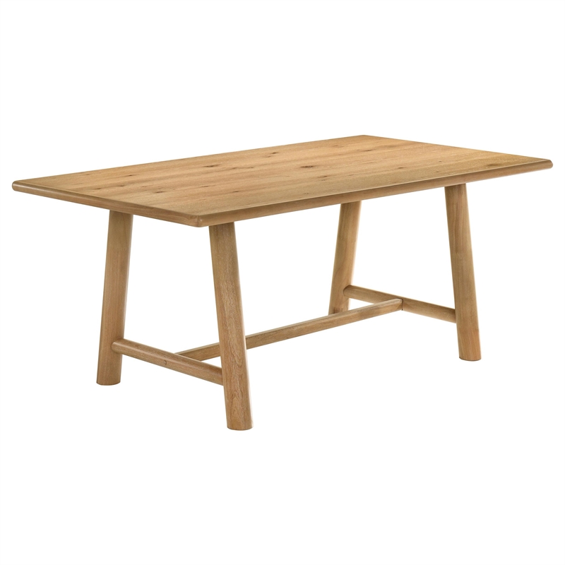 Pemberly Row 7-Piece Transitional Wood Dining Table Set in Washed Oak Brown