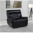 Pemberly Row Transitional Tufted Leather Dual Power Recliner Chair in Black