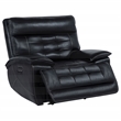 Pemberly Row Transitional Tufted Leather Dual Power Recliner Chair in Black