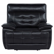 Pemberly Row Transitional Tufted Leather Dual Power Recliner Chair in Black