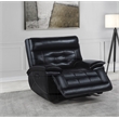 Pemberly Row Transitional Tufted Leather Dual Power Recliner Chair in Black