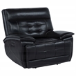 Pemberly Row Transitional Tufted Leather Dual Power Recliner Chair in Black