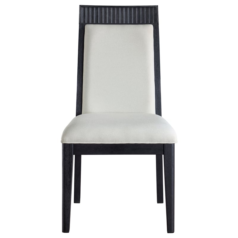 Pemberly Row 7-Piece Wood Extension Leaf Dining Table Set in Black/Ivory