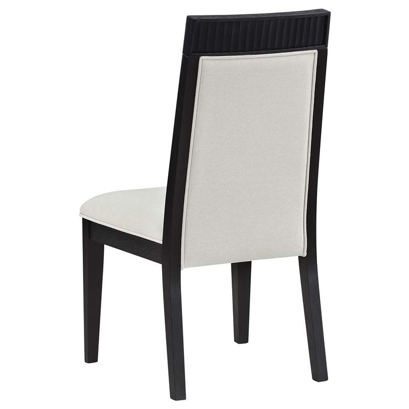 Pemberly Row 7-Piece Wood Extension Leaf Dining Table Set in Black/Ivory