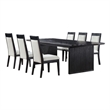Pemberly Row 7-Piece Wood Extension Leaf Dining Table Set in Black/Ivory