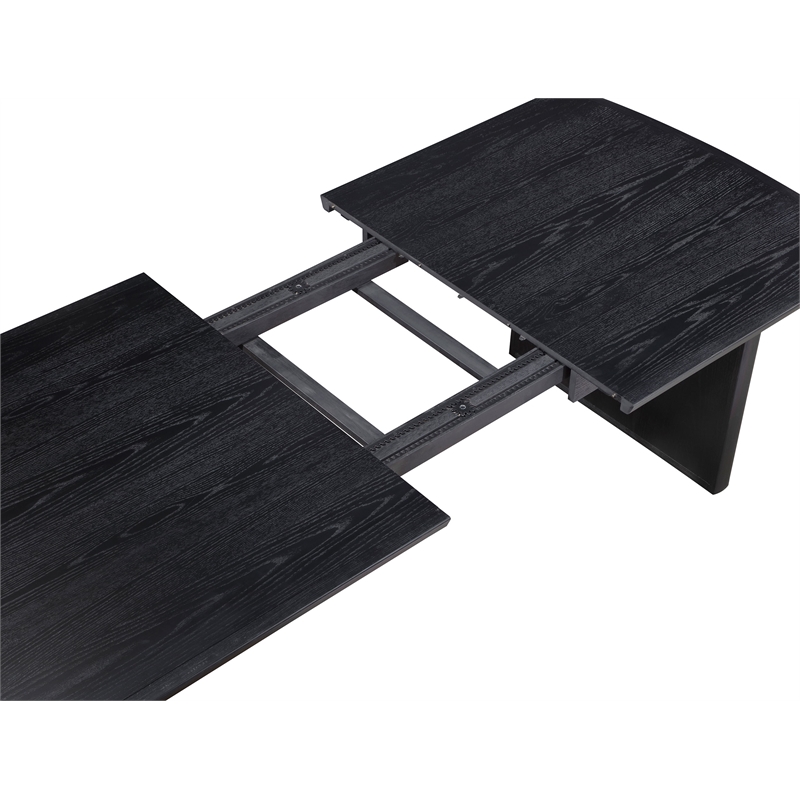 Pemberly Row 9-Piece Wood Extension Leaf Dining Table Set in Black/Ivory