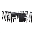 Pemberly Row 9-Piece Wood Extension Leaf Dining Table Set in Black/Ivory