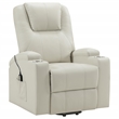 Pemberly Row Transitional Faux Leather Power Lift Massage Recliner in Ivory