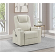 Pemberly Row Transitional Faux Leather Power Lift Massage Recliner in Ivory