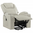 Pemberly Row Transitional Faux Leather Power Lift Massage Recliner in Ivory