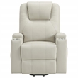 Pemberly Row Transitional Faux Leather Power Lift Massage Recliner in Ivory
