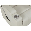 Pemberly Row Transitional Faux Leather Power Lift Massage Recliner in Ivory