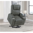 Pemberly Row Transitional Faux Leather Power Lift Massage Recliner in Gray