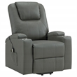 Pemberly Row Transitional Faux Leather Power Lift Massage Recliner in Gray