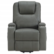 Pemberly Row Transitional Faux Leather Power Lift Massage Recliner in Gray
