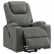 Pemberly Row Transitional Faux Leather Power Lift Massage Recliner in Gray