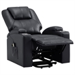 Pemberly Row Upholstered Faux Leather Power Lift Massage Recliner in Black