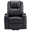 Pemberly Row Upholstered Faux Leather Power Lift Massage Recliner in Black