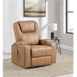Pemberly Row Upholstered Faux Leather Power Lift Massage Recliner in Camel