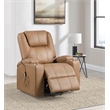 Pemberly Row Upholstered Faux Leather Power Lift Massage Recliner in Camel