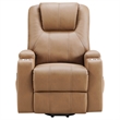 Pemberly Row Upholstered Faux Leather Power Lift Massage Recliner in Camel