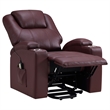 Pemberly Row Upholstered Faux Leather Power Lift Massage Recliner in Wine