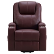 Pemberly Row Upholstered Faux Leather Power Lift Massage Recliner in Wine
