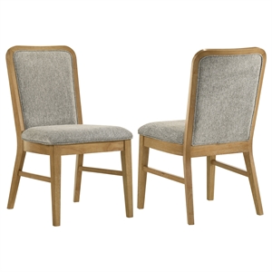 Pemberly Row 19.75&quot Fabric Dining Side Chair Set of 2 in Gray/Natural