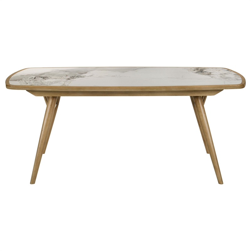 Pemberly Row 7-Piece Wood & Fabric Dining Set in Weathered Natural/Gray