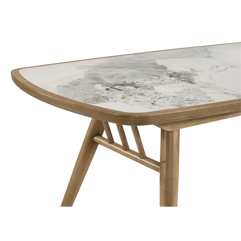 Pemberly Row 7-Piece Wood & Fabric Dining Set in Weathered Natural/Gray
