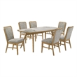 Pemberly Row 7-Piece Wood & Fabric Dining Set in Weathered Natural/Gray