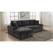 Pemberly Row Fabric Upholstered Sleeper Sectional Sofa LAF Chaise in Gray