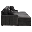 Pemberly Row Fabric Upholstered Sleeper Sectional Sofa LAF Chaise in Gray