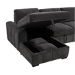 Pemberly Row Fabric Upholstered Sleeper Sectional Sofa LAF Chaise in Gray