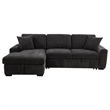Pemberly Row Fabric Upholstered Sleeper Sectional Sofa LAF Chaise in Gray