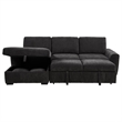 Pemberly Row Fabric Upholstered Sleeper Sectional Sofa LAF Chaise in Gray