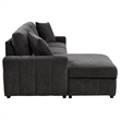 Pemberly Row Fabric Upholstered Sleeper Sectional Sofa LAF Chaise in Gray