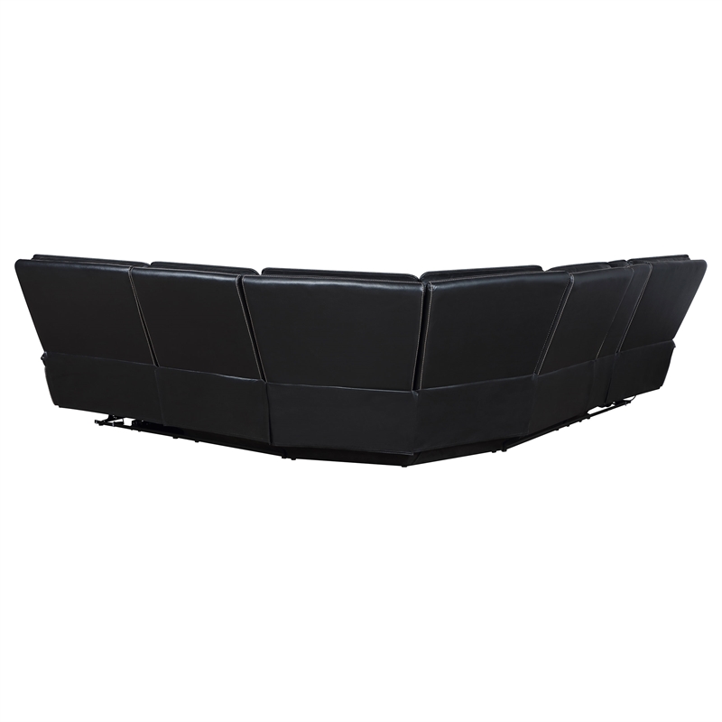 Pemberly Row 3-Piece Leather Dual Power Reclining Sectional Sofa in Black