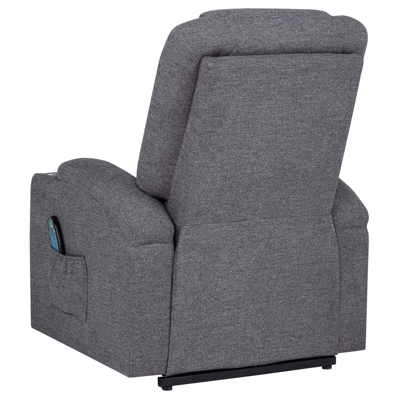 Pemberly Row Transitional Chenille Power Lift Massage Chair in Dark Gray
