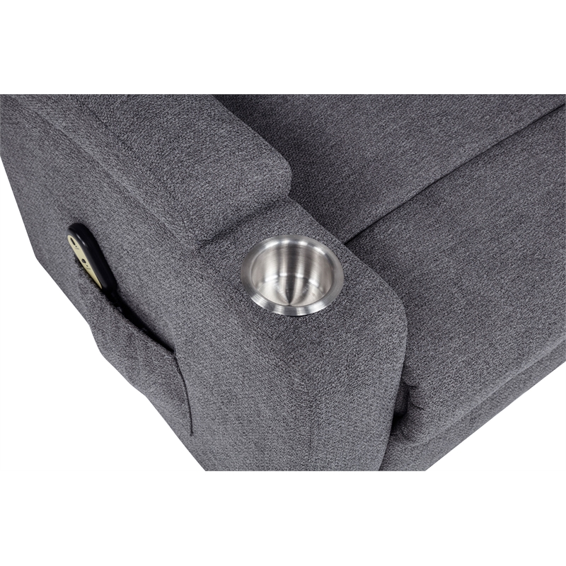 Pemberly Row Transitional Chenille Power Lift Massage Chair in Dark Gray