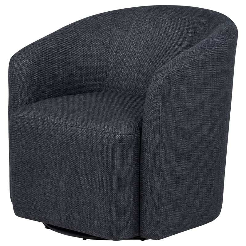 Pemberly Row Transitional Fabric Swivel Accent Chair in Anthracite Gray